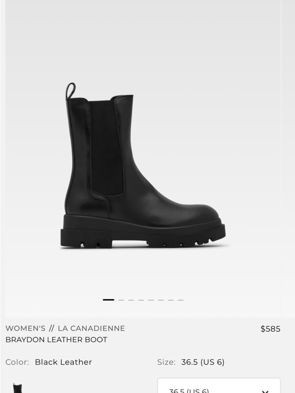La CANADIENNE Black Leather Lug Sole Chelsea Boot